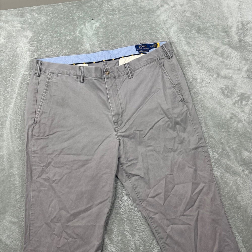 Polo Ralph Lauren Chino Pants Mens 38/32 Grey Stretch Straight Fit Cotton Blend